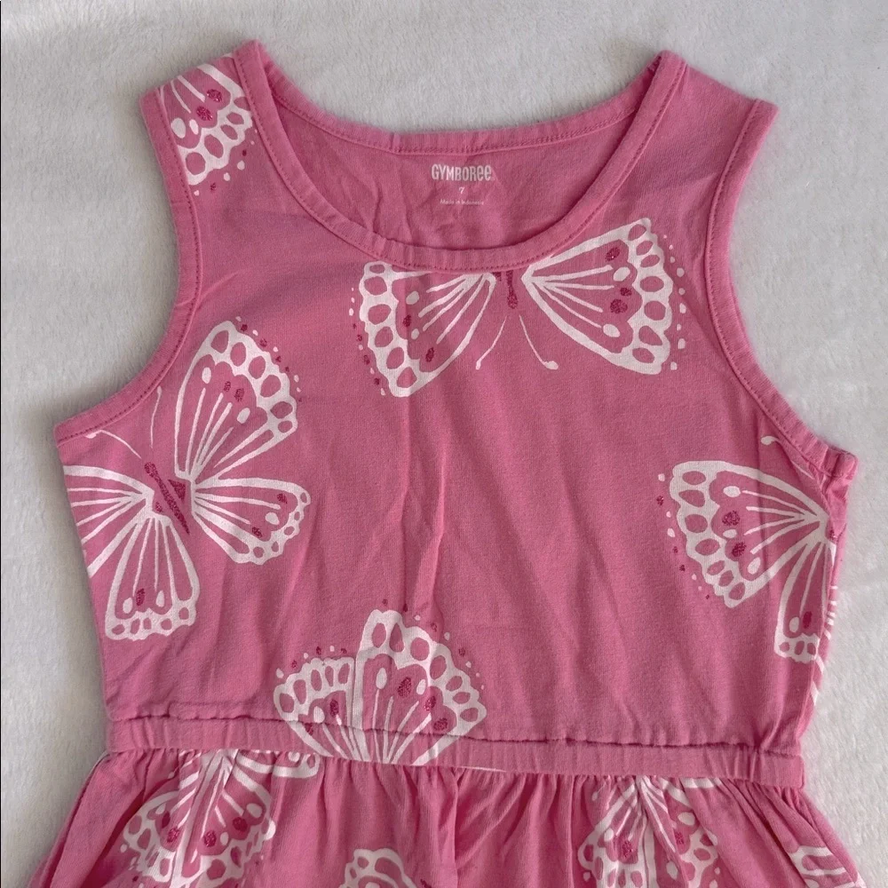 Gymboree | Island Hopper Butterfly Print Sleeveless High Low Cotton Sun Dress 7 - Picture 2 of 10
